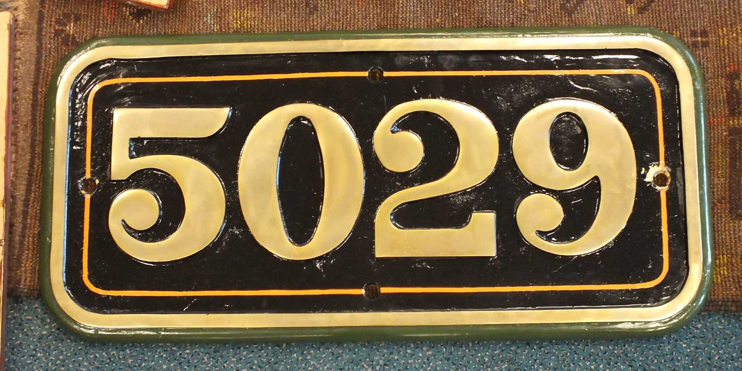 A replica metal locomotive nameplate for Nunney Castle, by Lamb, with cab and smokebox plates '5029' - Image 19 of 20