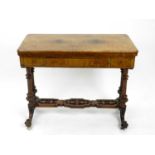 A Victorian figured walnut marquetry rectangular card table