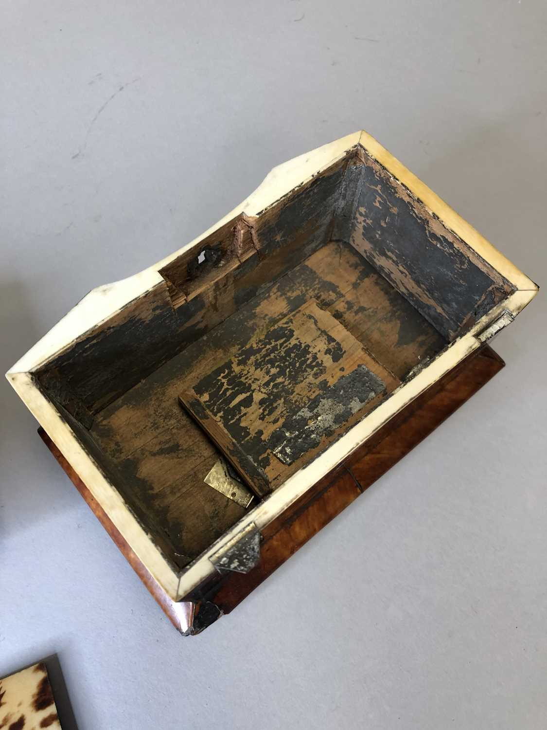 A 19th century toiseshell tea caddy and a later box - Image 10 of 11