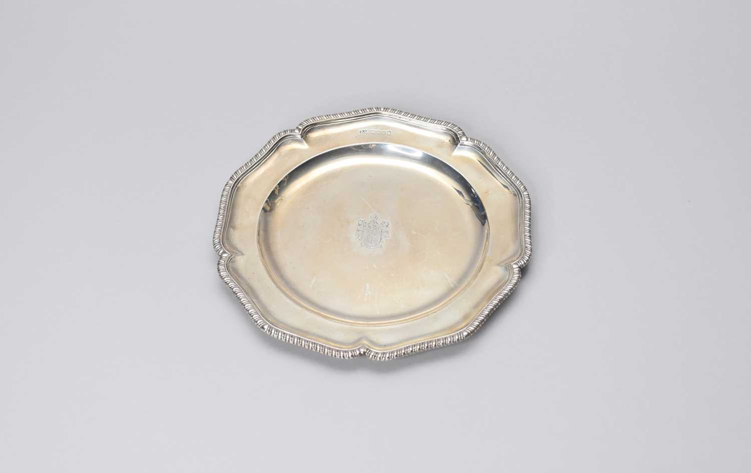 An armorial silver plate