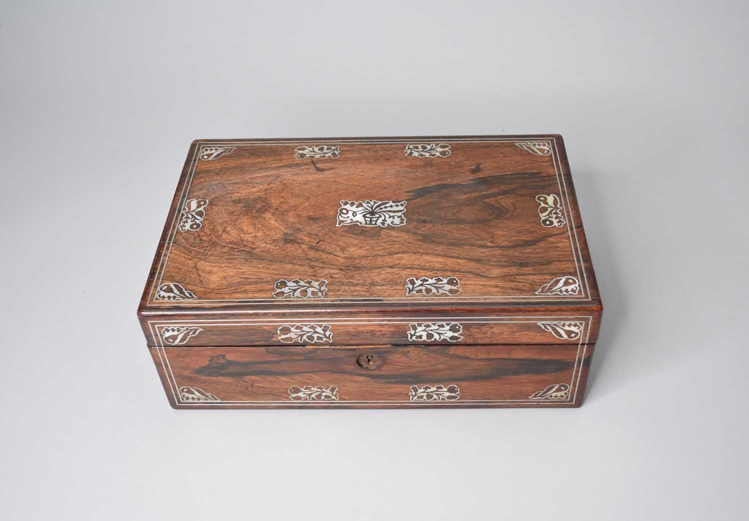 A Victorian rosewood veneered, mother-of-pearl inlaid, writing slope