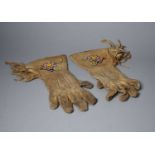 A pair of native North American beadwork leather gloves