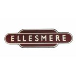 A good reproduction metal totem BR (W) for Ellesmere railway station, by Trackside