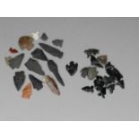 A collection of North American stone arrowheads and points