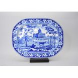 A Rogers blue and white earthenware meat platter, early 19th century