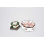 Two enamel boxes, French and Staffordshire