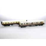 Two Dapol-type, O-gauge, scale model, 3rd class passenger carriages (2)