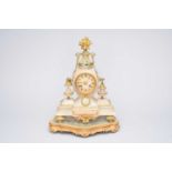 A French alabaster and gilt metal mantel clock