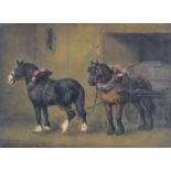 Manner of Benjamin Zobel (1762-1831), a 19th century sand picture of cart horses