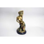 After Brochon, a painted spelter art deco figure of a girl