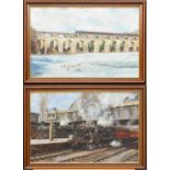 Bernard Jones (active circa 1996), two paintings of steam locomotives (2)