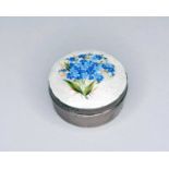 A silver and guilloche enamel circular box and cover