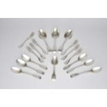 A harlequin collection of silver Fiddle pattern flatware