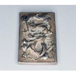 A Chinese silver card case embossed with dragons
