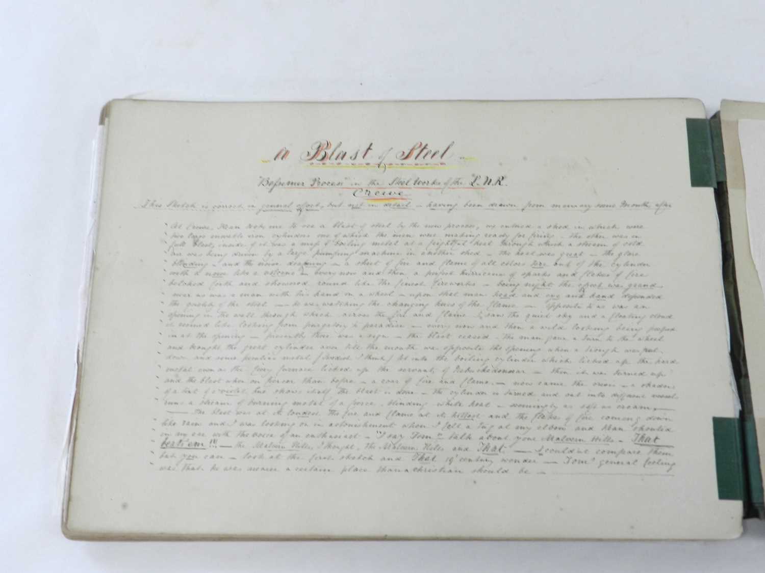 MANUSCRIPT. A Tramp from Great Malvern to Crewe in September 1867. Landscape folio. Title and 31