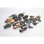 Dinky and other WWII vehicles and a collection of Russian made lead soldiers