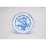 A London delft blue and white plate, circa 1750