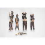 Four South African tribal Tswana carved wood figures