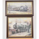Bernard Jones (active circa 1996), two paintings of a steam locomotive (2)