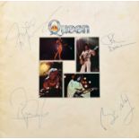 QUEEN. Album sleeve notes, signed on cover by Freddie Mercury, Roger Taylor, John Deacon and Brian