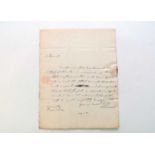 EARL OF ST. VINCENT (1735-1823), British Admiral, autograph letter signed. Admiralty, 4th March