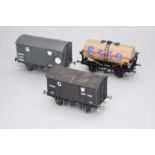 A good O-gauge model of a goods wagon, 'Esso', with two further goods wagons (3)