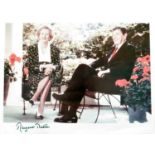 THATCHER, Margaret (1925-2013), British Prime Minister. 8 x 10 colour photograph, seated with Ronald