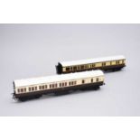 A good O-gauge GWR, luggage/3rd class, scale model passenger carriage, with another similar (2)