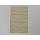 NIGHTINGALE, Florence, Nursing Pioneer (1820-1910), Autograph letter signed, in pencil to John