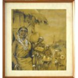 R Goswami (South East Asian 20th Century) Two Oil Pastel Drawings