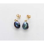 A pair of 9ct gold baroque cultured pearl earrings
