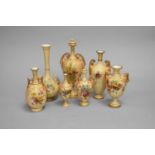 Seven Royal Worcester blush ivory twin handled vases, two with coverslate 19th/early 20th