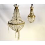 An Empire style beaded chandelier and another smaller