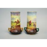 A pair of Royal Doulton fox hunting vases