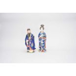 A Japanese figure of a bijin and a Chinese figure of a deity