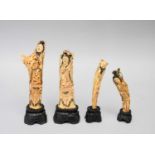 A group of Chinese carved bone figures of immortals