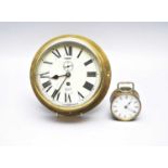 A Smith Astral brass cased bulkhead timepiece and a small desk clock