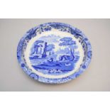 A large Spode Italian blue and white shallow bowl, dated 1928