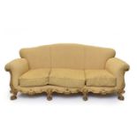 A late Victorian Italian Louis XIV style giltwood three-piece lounge suite