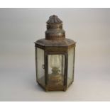 A late19th century painted hexagonal, metal lantern, by Sherwoods Ltd, Birmingham