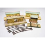 A large collection of O-gauge railway track and trackside buildings