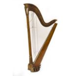 A 19th century gilt gesso decorated harp by Erat, badly damaged, losses