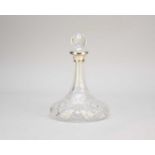 A silver mounted cut glass ships decanter