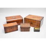 A group of five late Victorian wood boxes