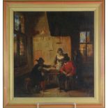 19th Century Interior Scene showing Men Gaming in a Tavern