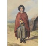Manner of Octavius Oakley (1800-1867) Gypsy Girl in a Red Cloak