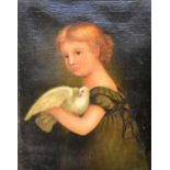 British School (late 18th-early 19th Century) Portrait of a Young Child Holding a Dove