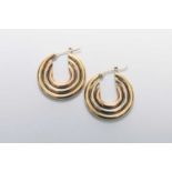 A pair of 18ct tri-coloured gold earrings