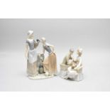 Lladro porcelain models of two water carriers and a couple on a loveseat