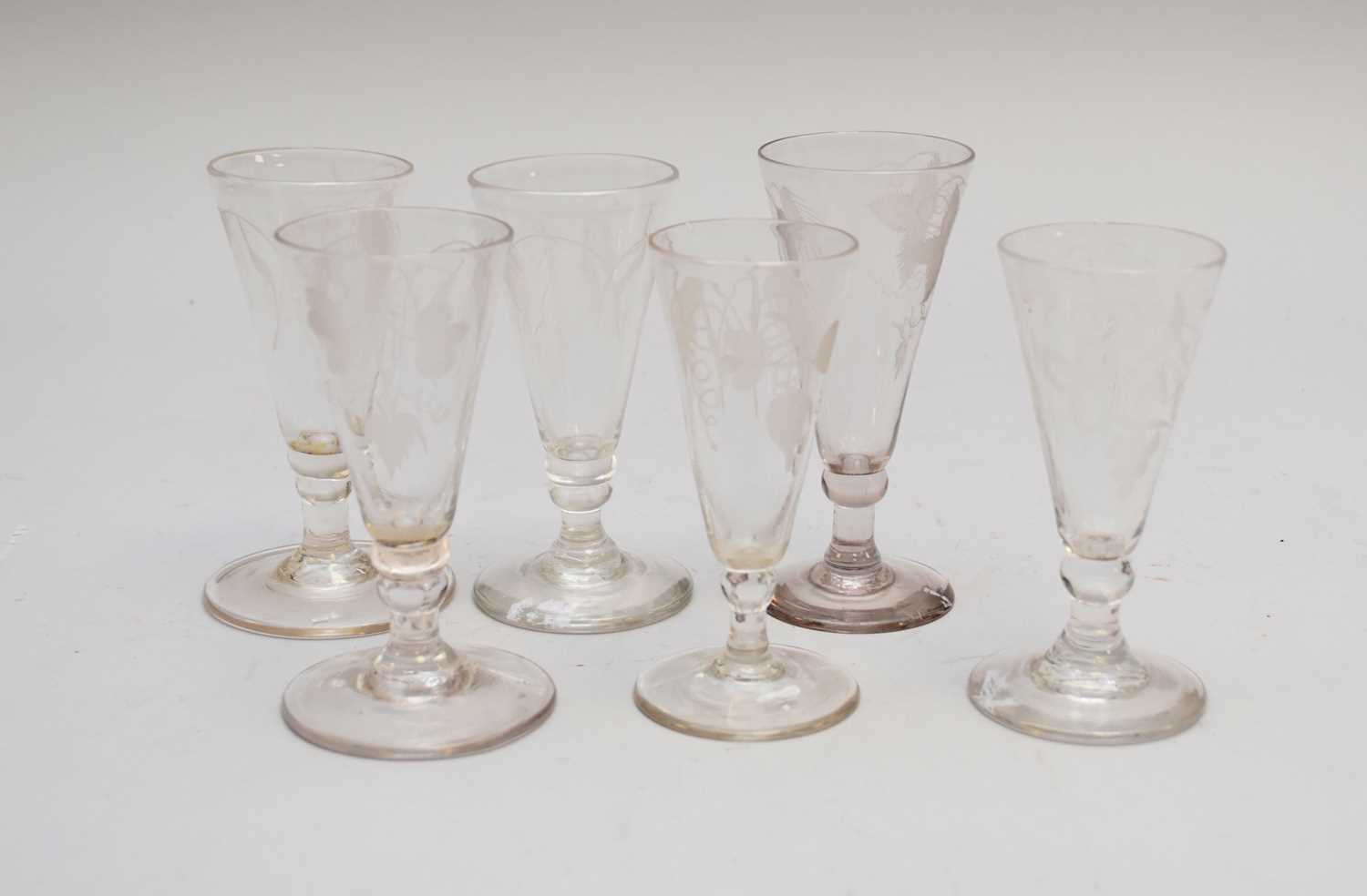 Six short ale glasses, late 18th/early 19th century